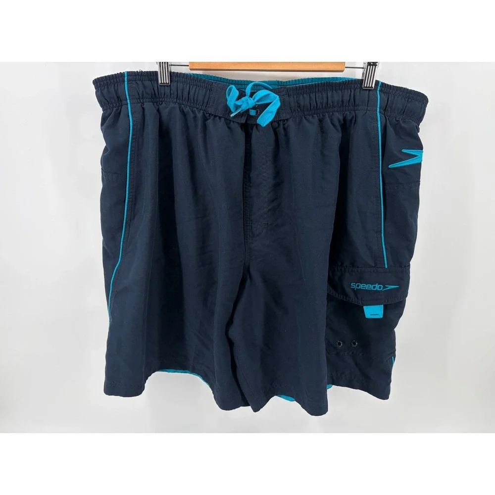 Speedo Navy Swim Trunks Lined Board Shorts Pockets Summer Beach, Men's Size XL